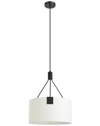 Eglo Eglo Tortola 3 Light Pendant With Black Finish & White Fabric Drum Shade