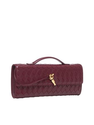 Bottega Veneta Womens Clutch Andiamo Bordeaux Lambskin Handbags Hand Bags