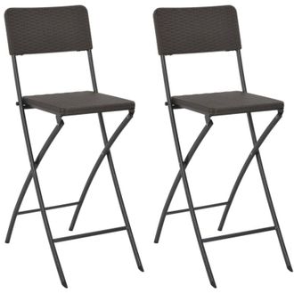 vidaXL Sgabelli da Bar Pieghevoli 2 pz in HDPE Acciaio Marroni Rattan vidaXL