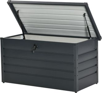 OUTSUNNY Panca Contenitore da Esterno con Chiave in Acciaio Grigio - Outsunny
