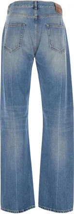 Alexander McQueen Mens Blue High Waisted Jeans With Logo Details Cotton