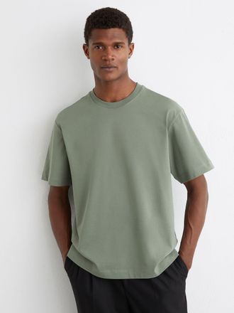 Reiss Sage Green Cotton Pigment-dyed Relaxed-fit T-shirt, Xxl