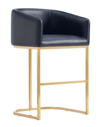 Manhattan Comfort Louvre Mid-Century Modern Leatherette Upholstered Counter Stool