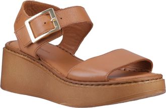 Hush Puppies Beatrix Wedge Leather WoMens Tan Sandals - Size UK 8