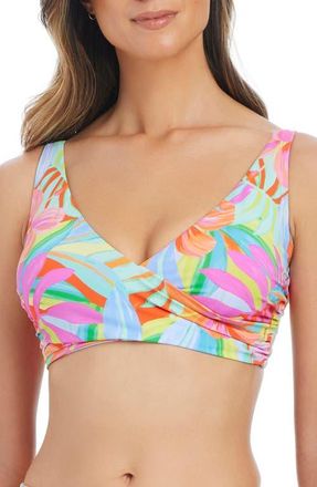 Bleu Rod Beattie Print Banded Wrap Bikini Top in Pink Multi at Nordstrom, Size 14