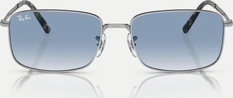 Ray-Ban Rb3717 occhiali da sole rettangolari con lenti blu in argento