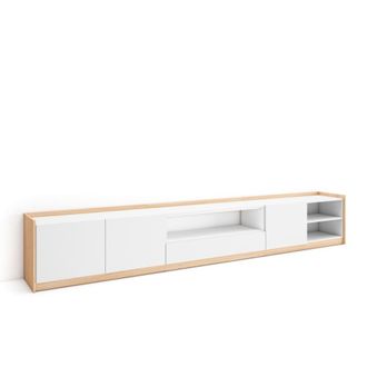 Skraut Home Mueble tv efecto madera blanco y roble 310x37x50cm