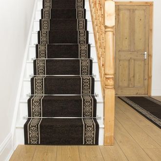 Runrug Brown Tribal Stair Carpet Runner | Size: 70 cm x 540 cm
