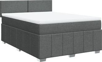 vidaXL Cama Box Spring Con Colch&oacute;n Tela Gris Oscuro 140x200 Cm Vidaxl