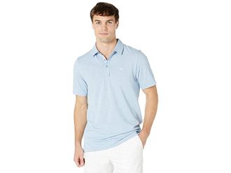 Travis Mathew The Zinna Polo Mens Clothing Heather Light Blue : MD, Cotton/Polyester