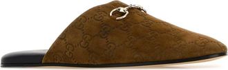 Gucci Womens Camel Suede Slippers Pepperbrown Flat Shoes