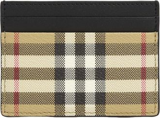 Burberry Check Coated Card Holder Wallet Beige 8113176