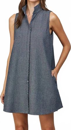 Fate Stand Collar Mini Shift Dress In Navy