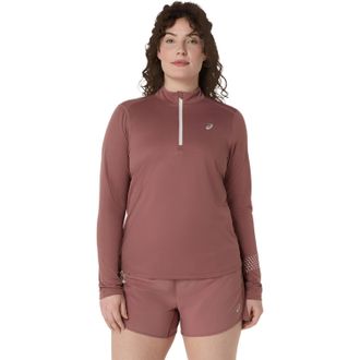 Asics Laufshirt ASICS ASICS ICON 1/2 ZIP LS TOP, Damen, Gr. XL, rot (rubble rot), Obermaterial: 100% Polyester, Shirts Laufshirt
