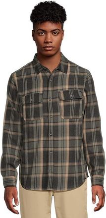 Prana Westbrook Flannel Shirt Mens Long Sleeve Button Up Thyme : 2XL (Slim), Polyester/Flannel/Cotton