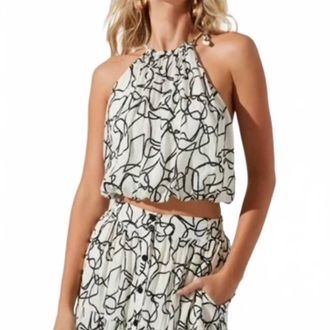 Astr Cecile Top In White Black Sketch
