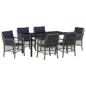 vidaXL Conjunto De Comedor De Jard&iacute;n 7 Pcs Gris Y Negro Rat&aacute;n Vidaxl