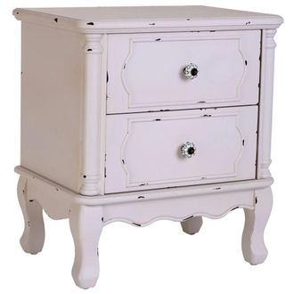 Wanderlust Deco Mesita de madera envejecida de 2 cajones 50 x 36 x 55h cm