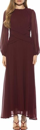 Alexia Admor Sorrel Long Sleeve Chiffon Maxi Dress in Burgundy at Nordstrom Rack, Size 6