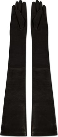 Alberta Ferretti Lange Leren Handschoenen - Dames - Handschoenen - Zwart - 8 IN - Leer - Accessoires