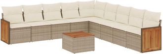 vidaXL Juego De Sof&aacute;s Jard&iacute;n Con Cojines Beige 10 Pzas Rat&aacute;n Sint&eacute;tico Vidaxl