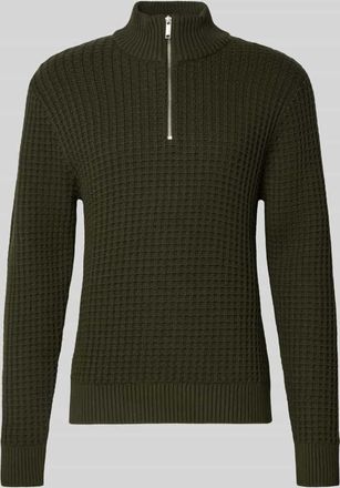 Selected Regular Fit Troyer in Waffel-Struktur Modell TOM in Dunkelgruen, Größe XXL