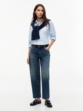 Tommy Hilfiger Womens Stretch High-Rise Barrel Jean - Med Dark Wash - 00
