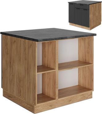 Vicco Isla De Cocina Fame-line, Gris Oscuro, 90 Cm Con Caj&oacute;n, Sin Encimera, Vicco