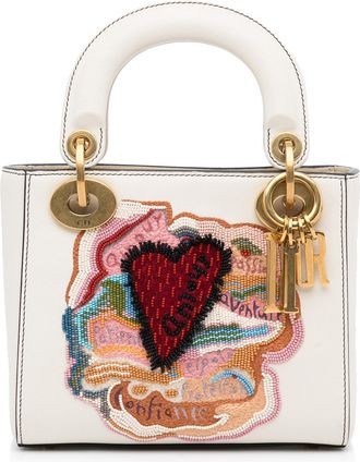 Dior Pre-owned Womens Lady Tote Beaded - White Leather - One Size