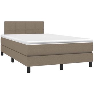 vidaXL Vidaxl - Cama Box Spring Con Colch&oacute;n Y Led Tela Gris Taupe 120x200 Cm