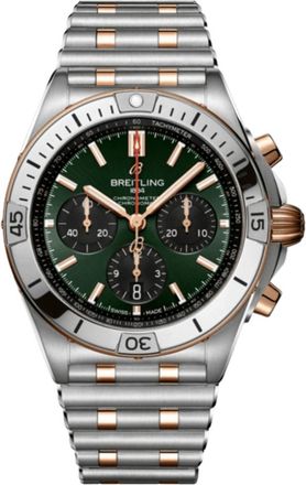 Breitling Chronomat B01 42 Automatic Chronograph Green Dial 18K Rose Gold Mens Watch UB0134131L1U1