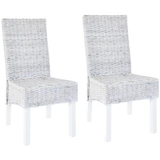 vidaXL Sedie da Pranzo Set 2 pz in Rattan Kubu e Legno di Mango vari colori colore : grigio