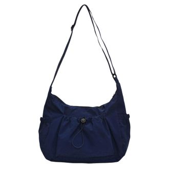Generic Cymwer Stylish Nylon Crossbody Bag Pleated Tote Handbag Drawstring Shoulder Bag (Blue)