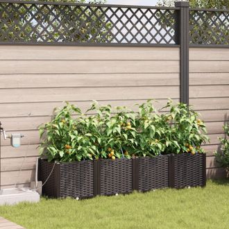 Berkfield Home Garden Planters with Water Irrigation System 4 pcs Brown