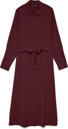 Vero Moda Midikleid VERO MODA VMESME LS CALF SHIRT DRESS WVN GA, Damen, Gr. XL, N-Gr, winetasting, Web, Obermaterial: 100% Polyester, unifarben, regular fit Mid