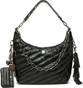 Think Royln Icon Quilted Hobo Bag in Pearl Black at Nordstrom
