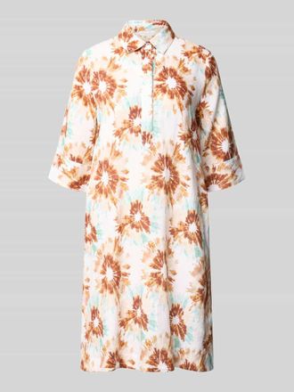 Christian Berg Hemblusenkleid aus Leinen mit verdeckter Knopfleiste in Weiss, Gr&ouml;&szlig;e 42