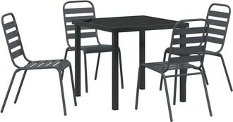 vidaXL Garden Dining Set 5 pcs Dark grey Steel vidaXL