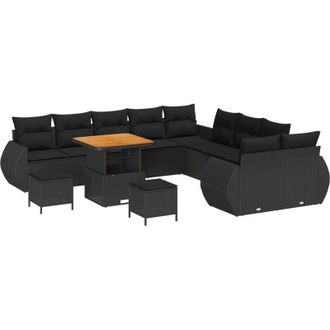 vidaXL Garden Sofa Set with Cushion with Storage 13 pcs Black vidaXL