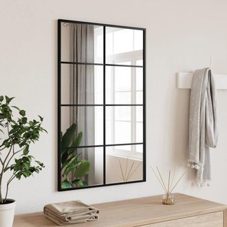 vidaXL Espejo De Pared Rectangular De Hierro Negro 50x80 Cm Vidaxl