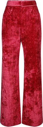 Isabel Marant Raspberry Velvet Effect Darlyn Broek - Dames - Wijde Broeken - Roze - S - Katoen - Broeken
