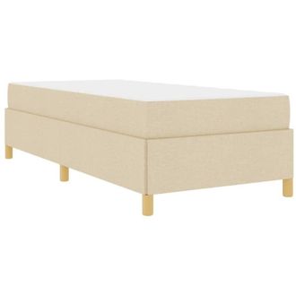 vidaXL Cama Tipo Box Spring Blanco Y Crema 100 X 200 Cm Tela Vidaxl