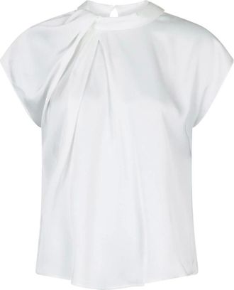 Neo Noir Overhemden, Dames, Wit, XL, Polyester, Elegante Drapy Satin Blouse Off White