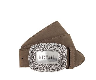 Mustang Lederg&uuml;rtel MUSTANG, Damen, Gr. 100, schwarz taupe, Rindsleder, unifarben, G&uuml;rtel Lederg&uuml;rtel, 4 cm breit, geschw&auml;rzte Koppelschliesse