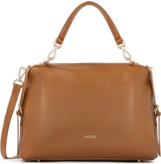 Kazar Tassen, Dames, Bruin, ONE Size, Leer, Lichtbruine handtas met afneembare handvatten