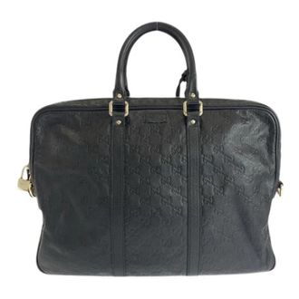 Gucci Pre-owned Guccissima Leather Briefcase - Heren - Vintage Handtas - Zwart - ONE Size - Leer - Vintage