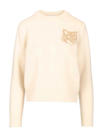 Maison Kitsuné Merino Wool Sweater Knitwear Beige-Donna