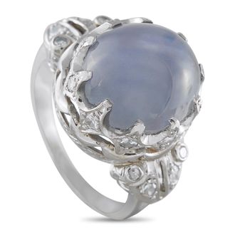 Luxury Bazaar Platinum 0.20ct Diamond and Star Sapphire Art Deco Ring MF10-043026