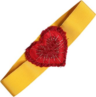Dolce & Gabbana Womens Heart Embellished Grosgrain Belt - Gold Cotton - Size EU 40 (Womens)