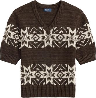 Polo Ralph Lauren Fairisle-pattern V-neck sweater - Brown